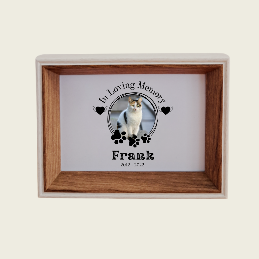 Rainbow Bridge Comfort 'In Loving Memory' Custom Cat Memorial Photo and Frame.