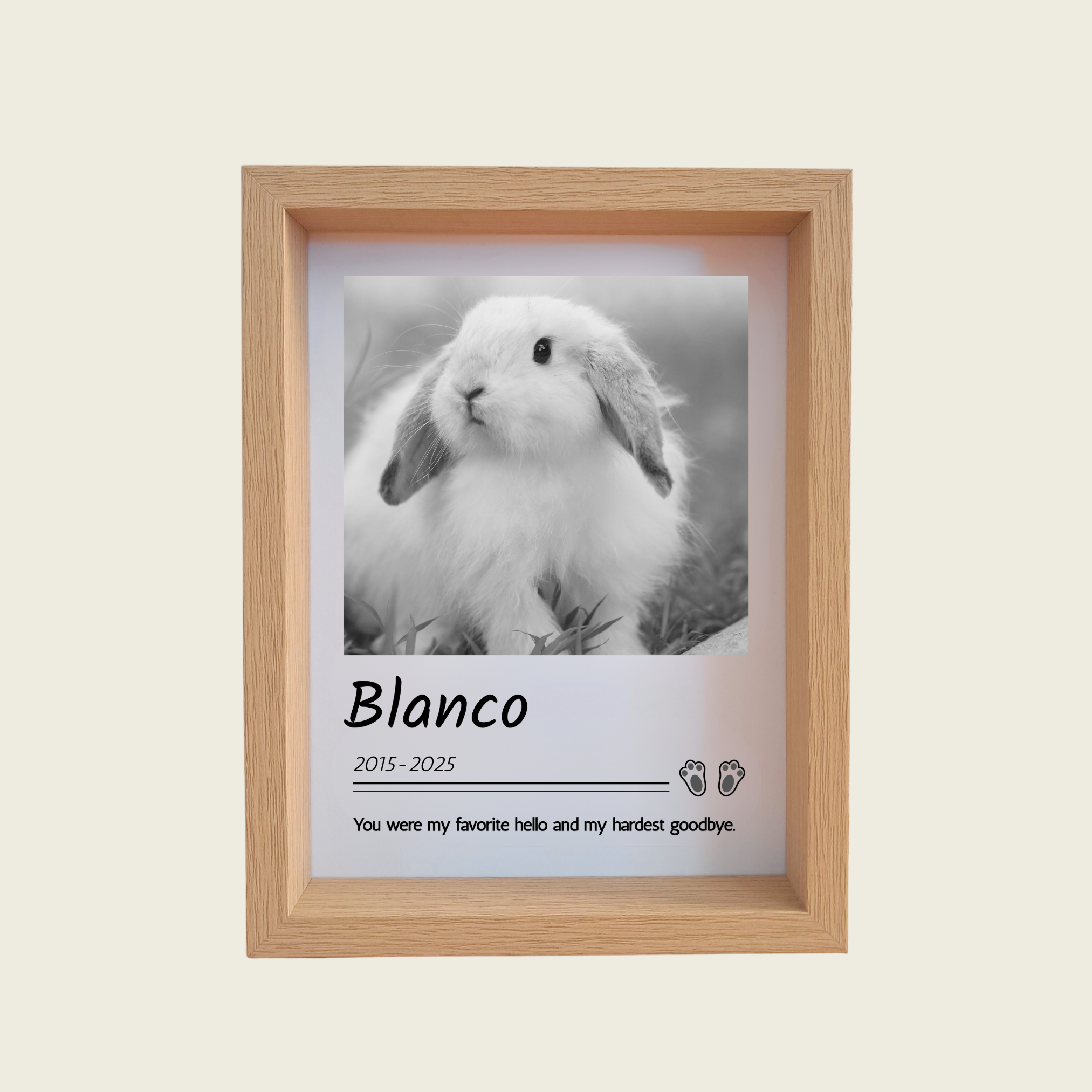 Rainbow Bridge Comfort Custom rabbit memorial photo in frame 