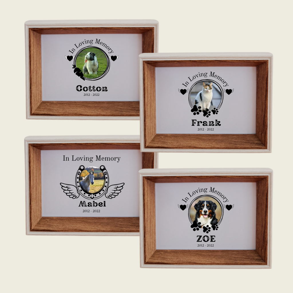 Rainbow Bridge Comfort 'In Loving Memory' Custom Pet Memorial Photo and Frame.