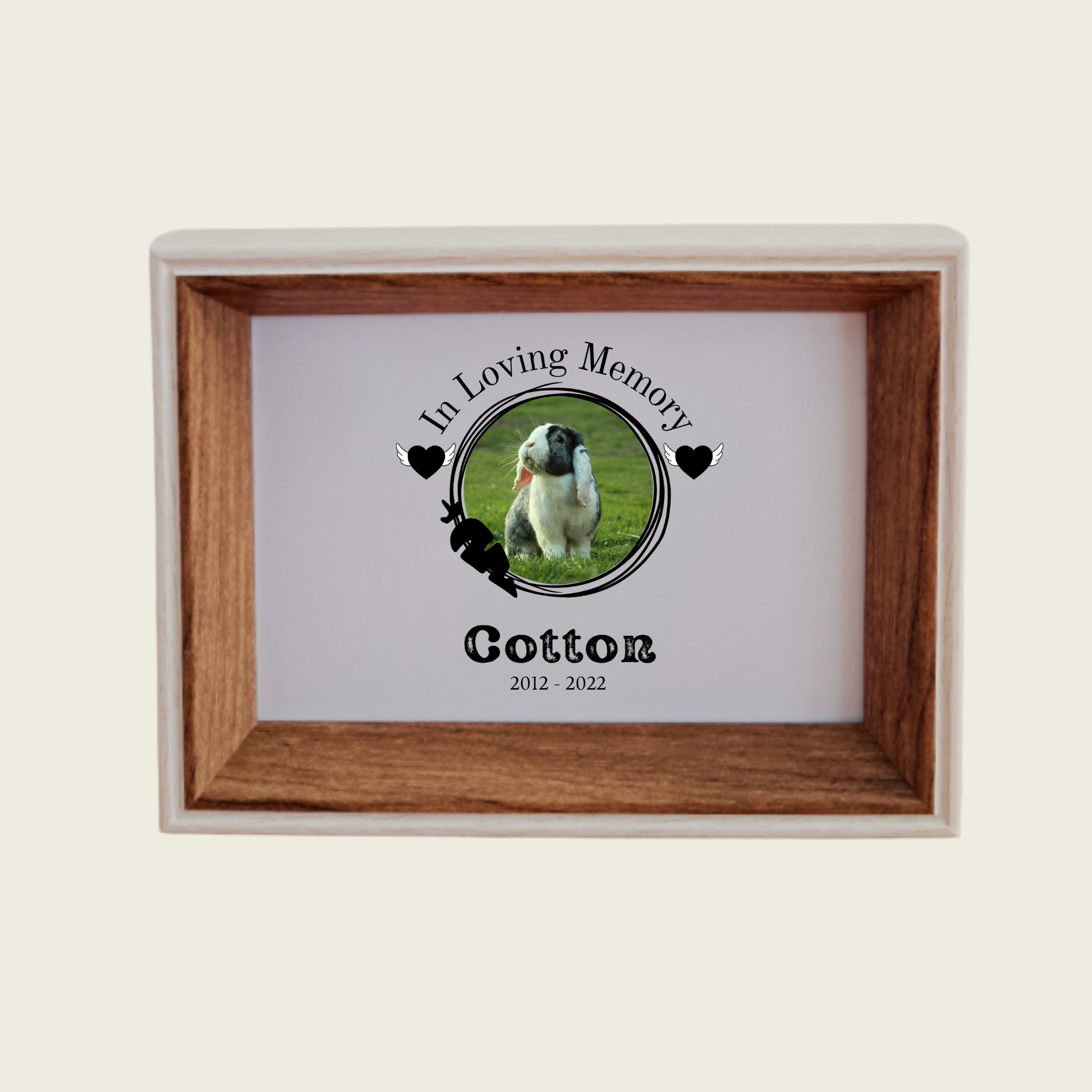 Rainbow Bridge Comfort 'In Loving Memory' Custom Rabbit or Small pet Memorial Photo and Frame.