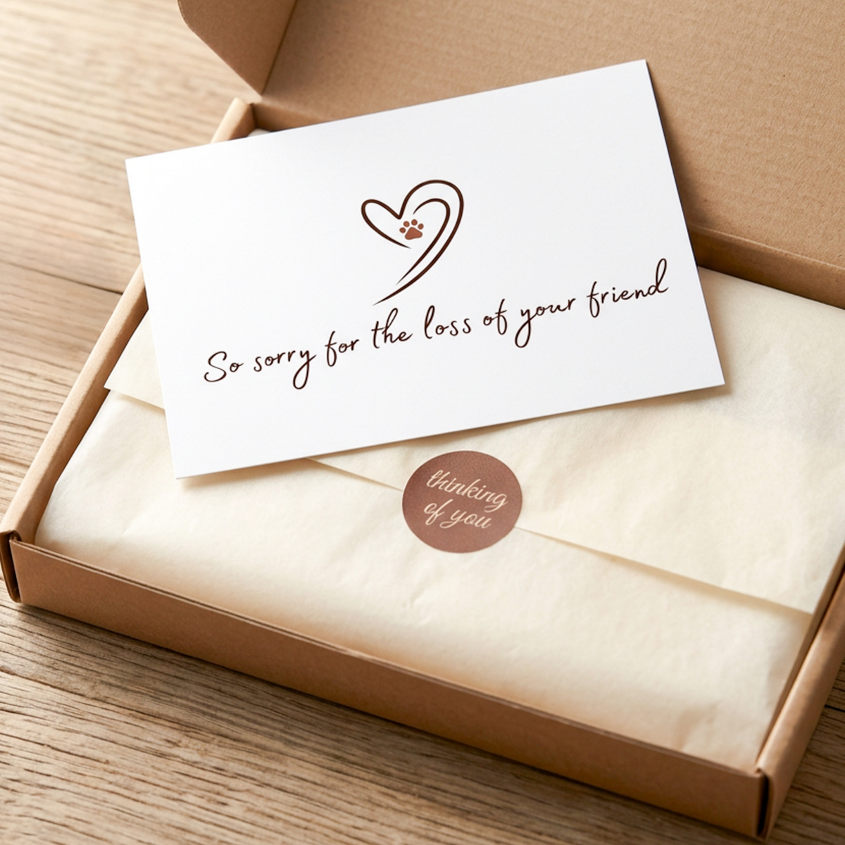 Rainbow Bridge Comfort pet sympathy gift box with greeting card,  memorial gift for pet owners.