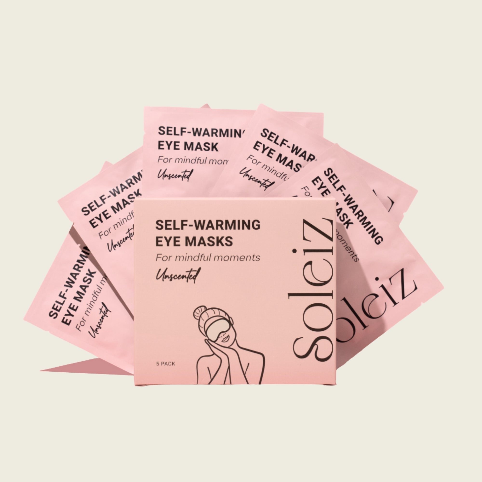 Soleiz unscented self-warming eye masks pack of 5, included in the Remembrance Deluxe pet sympathy gift box.