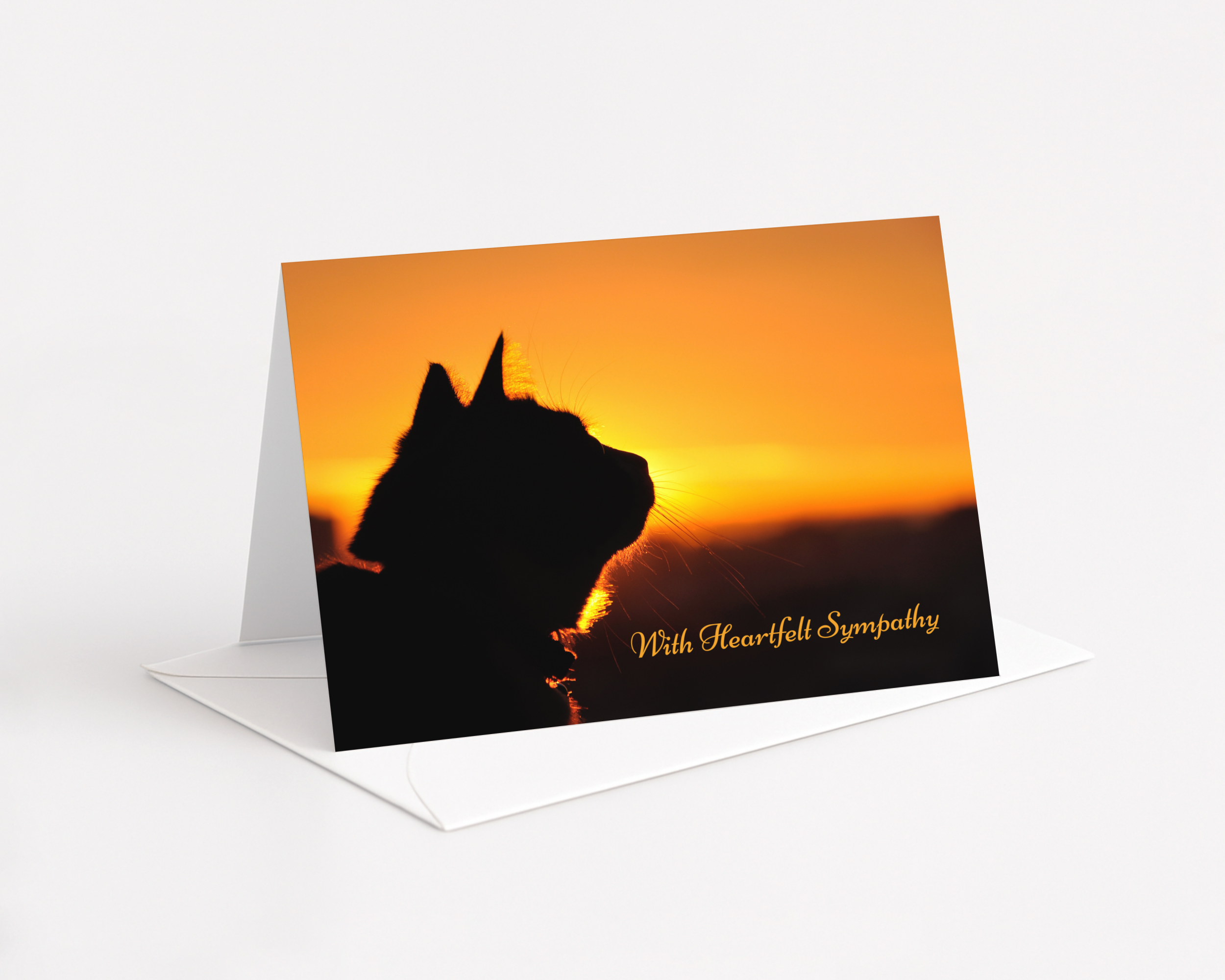 Sympathy Card Cat at Sunset