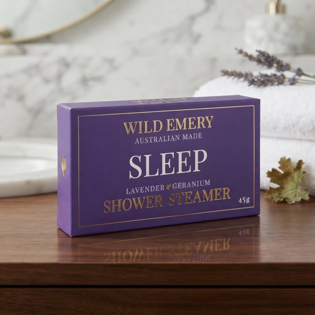 wild memery shower steamer with lavender and geranium.