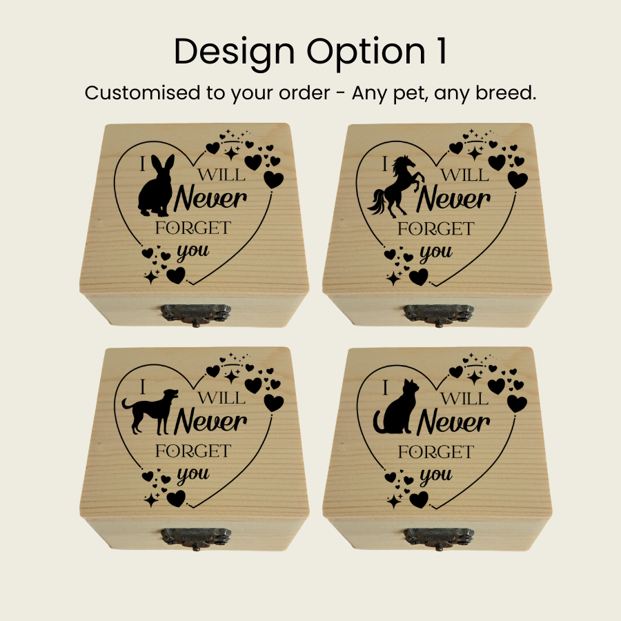 custom pet memorial keepsake box from Rainbow Bridge Comfort Option 1