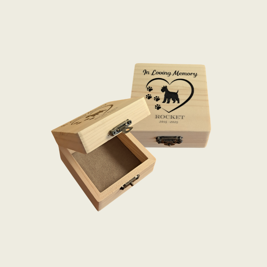 custom pet memorial keepsake box from Rainbow Bridge Comfort