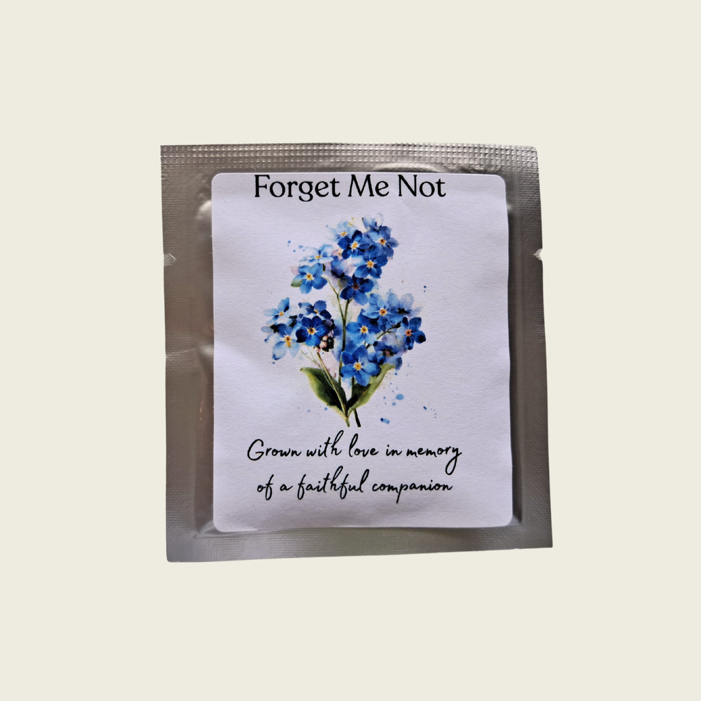 Rainbow Bridge Comfort Forget-Me-Not Seeds in the Essential Comforts Gift Box.
