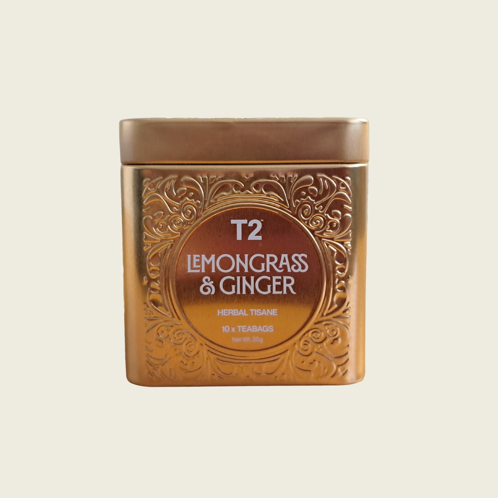 Tin of T2 tea bags in the Remembrance Deluxe Pet Sympathy Gift Box from Rainbow Bridge Comfort.