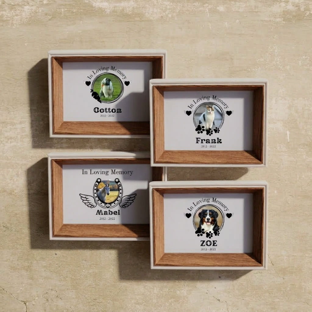 Rainbow Bridge Comfort 'In Loving Memory' Custom Pet Memorial Photo and Frame.