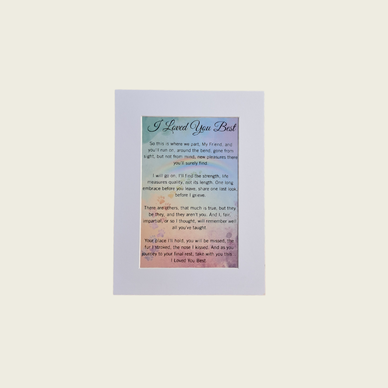 Rainbow Bridge Comfort Pet Loss Memorial Poem in the Essential Comforts Gift Box.